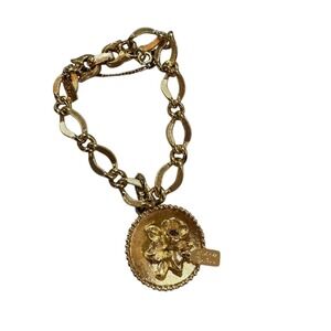 Vintage 1960s Monet All My Love Gold‎ Tone Link and Amethyst Bracelet